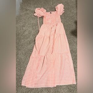 SHEIN Pink Gingham Maxi Dress